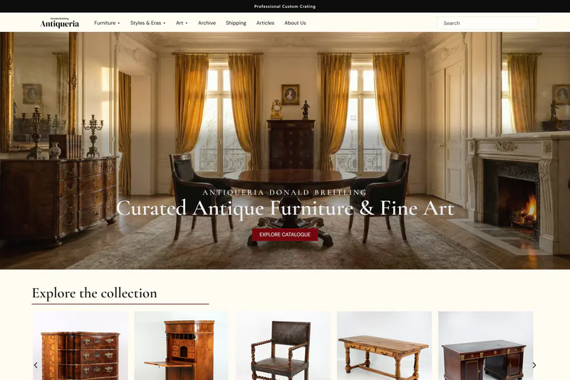 Antiqueria, strona internetowa, realizacja Towerweb