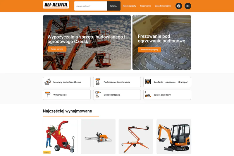 Oli-Rental, strona internetowa, realizacja Towerweb