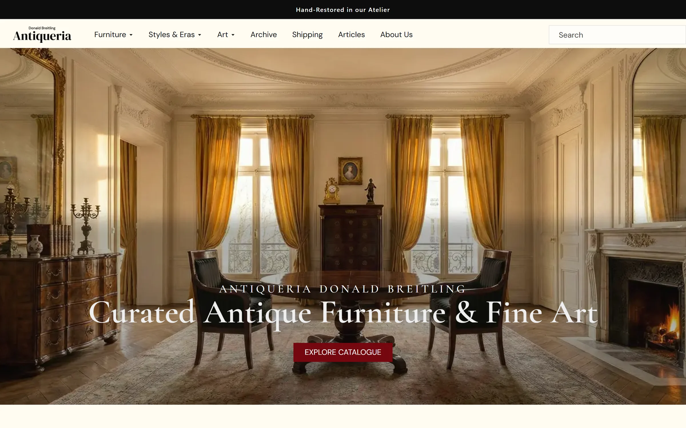 Antiqueria, strona na komputerze