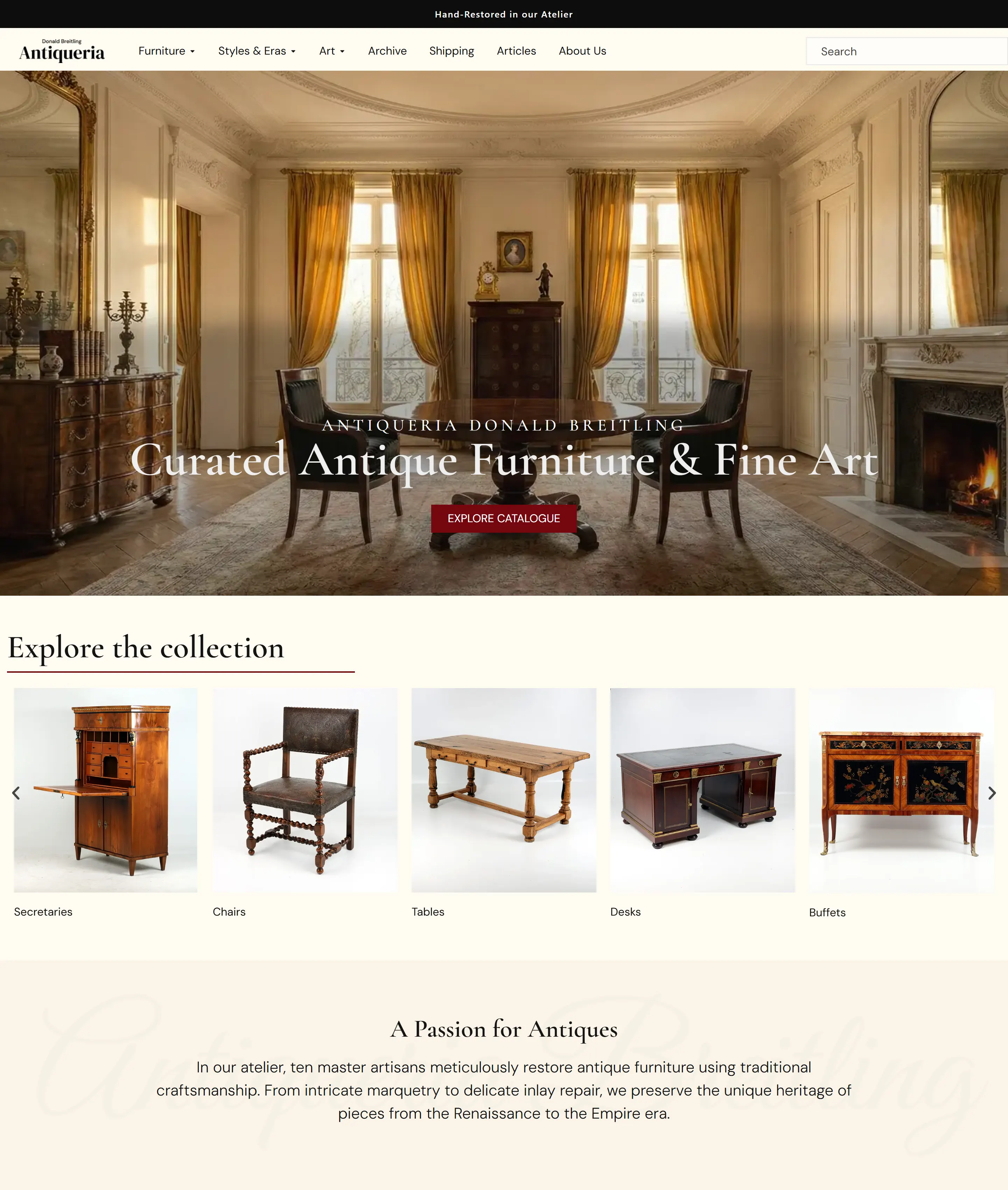 Antiqueria, strona internetowa