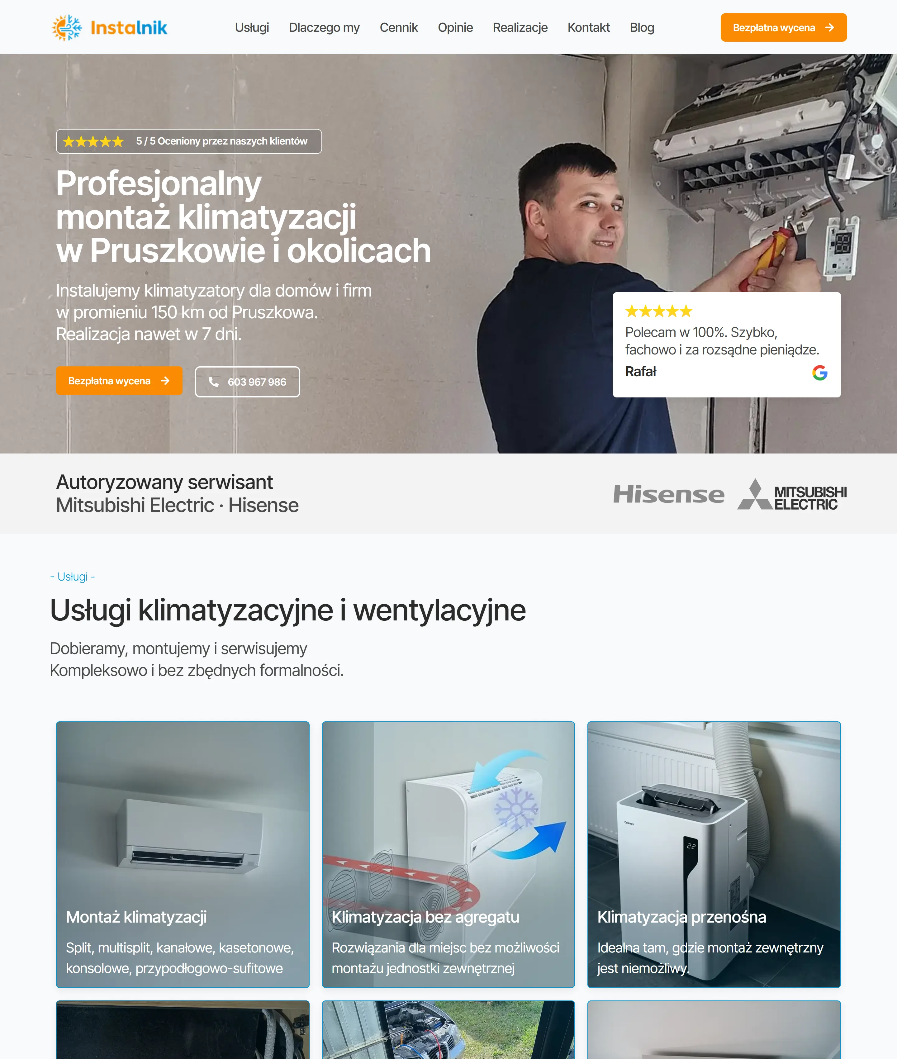 Instalnik, strona internetowa