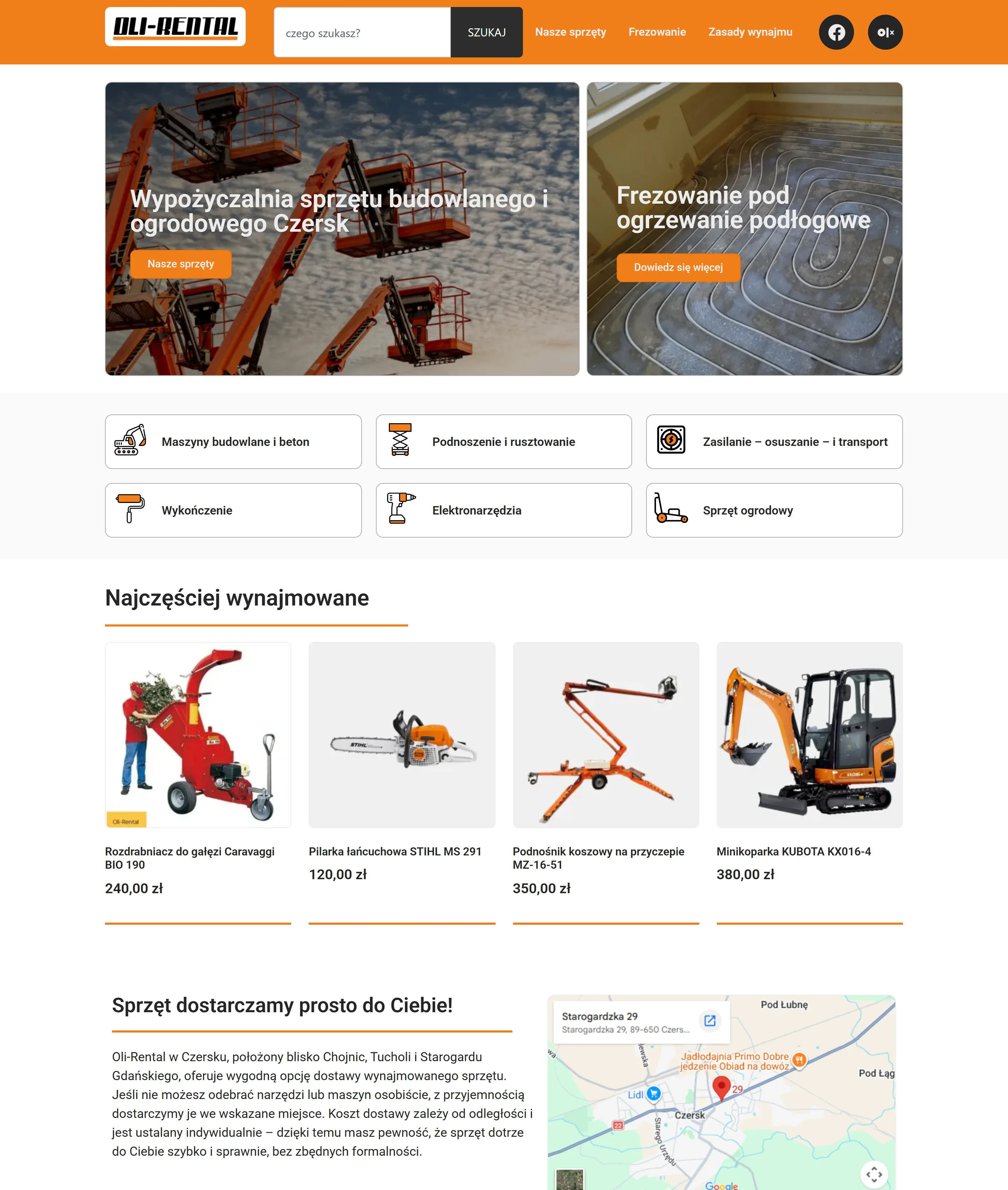 Oli-Rental, strona internetowa